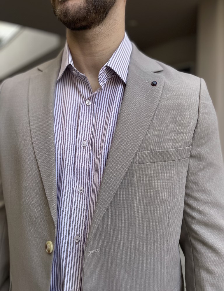 Ανδρικό μπεζ σακάκι με τσέπες 6591BS φωτογραφία